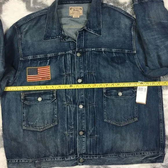 Men's POLO-RALPH LAUREN "SPORTSMAN" Denim Jacket (Casting Club) vintage - Picture 15 of 16